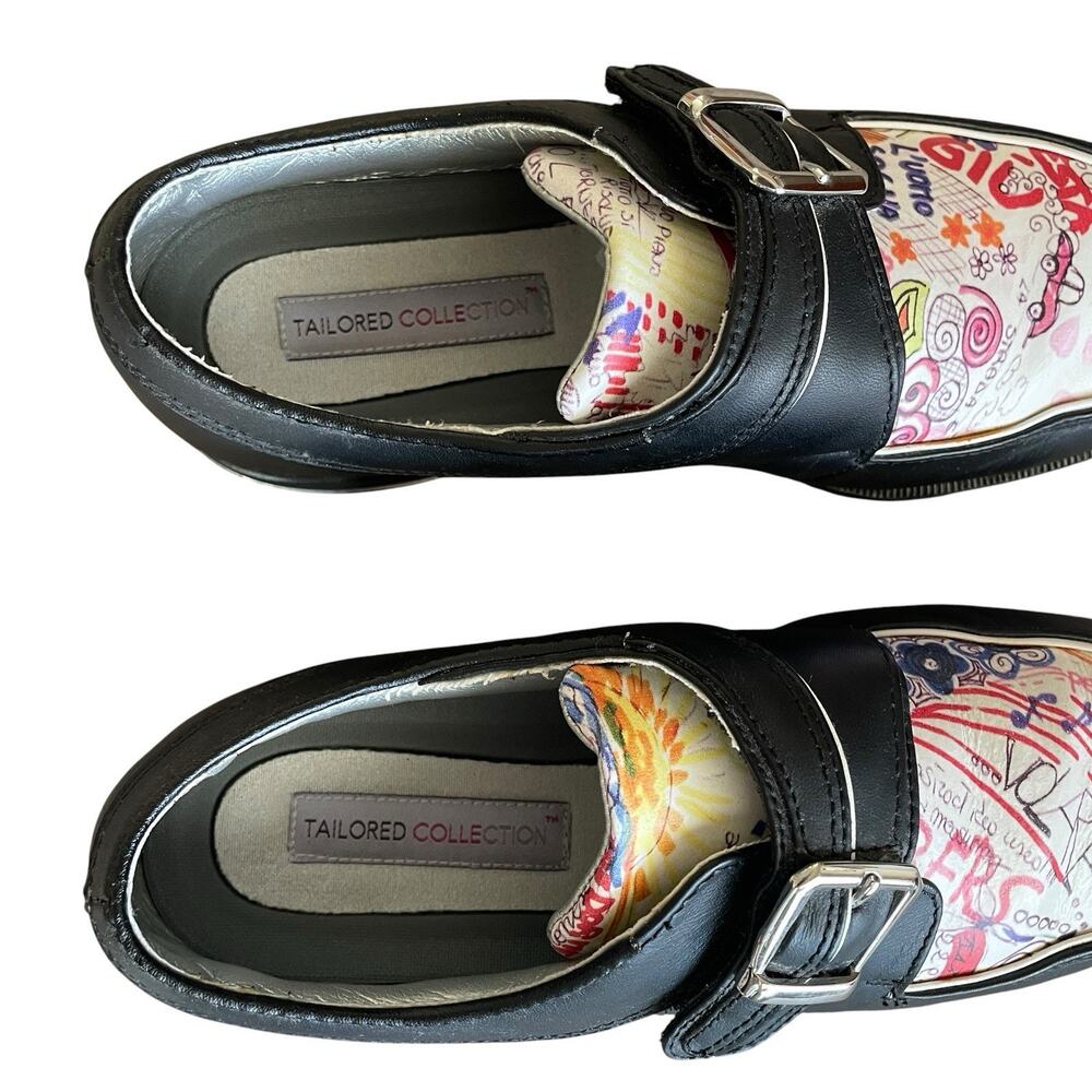 FOOTJOY TC Women's Size 6.5M Black Multicolor Leather Graffiti Oxford Golf Shoes - Picture 4 of 10